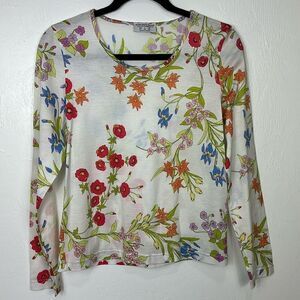 Averardo Bessi Italian Vintage Cotton Floral Print Long Sleeve Top Size 10